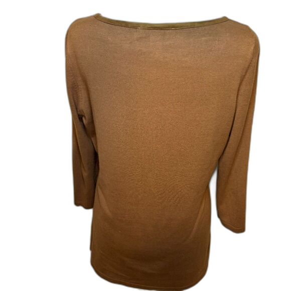 INC International Concepts Women's Faux Tan Suede Fringe Sweater - Picture 6 of 7